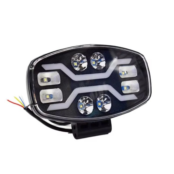Proiector auto 23cm diametru led 60W 12-24V cu functie de pozitie, faza scurta , lunga si semnalizare carcasa aluminiu lumina puternica