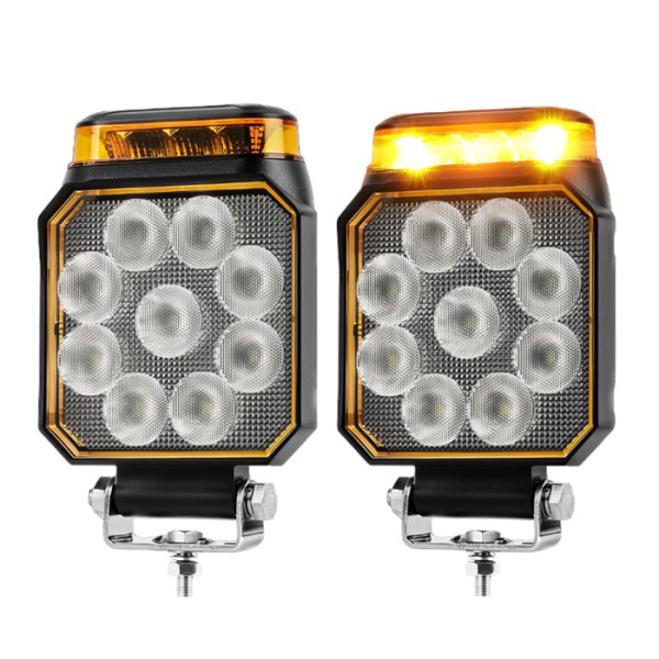 SET 2 Proiectore LED cu Stroboscop Portocaliu pentru Camion, Tractor și Utilaje forestiere 10-30V, 4 Moduri Flash, IP69K