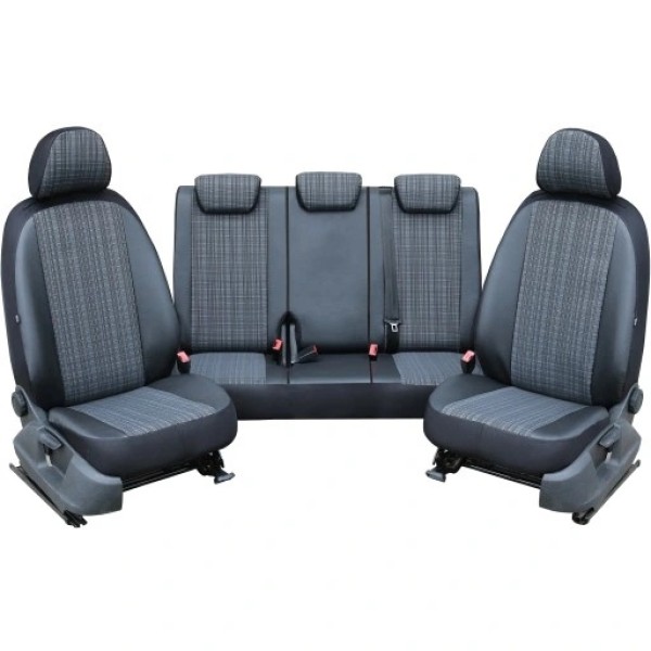 Huse Scaune MITSUBISHI LANCER VIII 2007-2017  textil si piele premium cu bancheta fractionata si airbag compatibil cu incalzire si ventilatie scaune