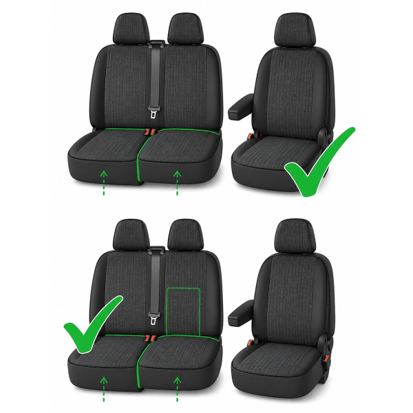 Huse autodedicate VW TRANSPORTER T4  3 locuri 2+1 an 1993-2002  cu cotiera si masuta Material textil GROS