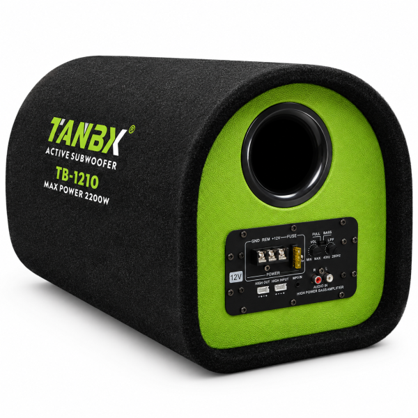 Subwoofer Auto Activ TANBX TB-1210 10", 2200W, Amplificator Integrat, Bass Reflex, 12V