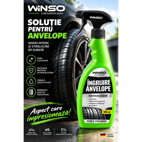Tyre Shine Solutie Luciu Anvelope tip gel Inegrit Anvelope 500 ML foarte rezistenta la apa