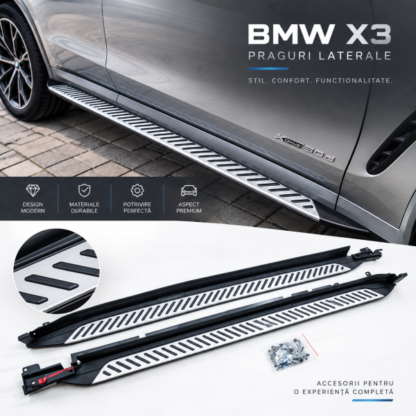 Praguri Laterale BMW X3 G01 2024 din Aluminiu premium