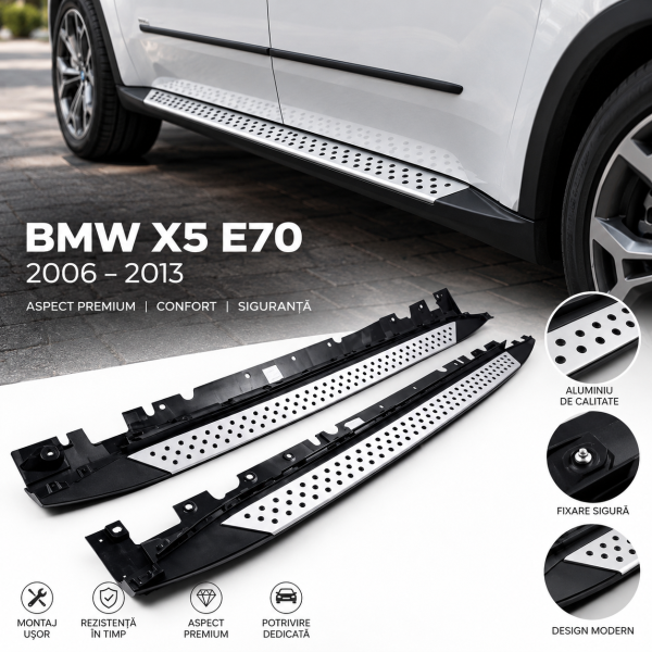 Praguri BMW X5 2006-2013 E70  laterale  din aluminiu premium