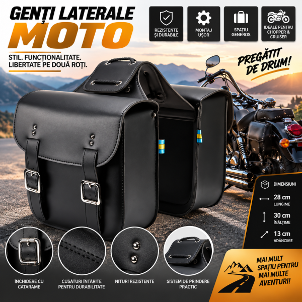 Genti laterale moto Honda REBEL 250  chopper / cruiser, set 2 bucăți, 28x30x13 cm