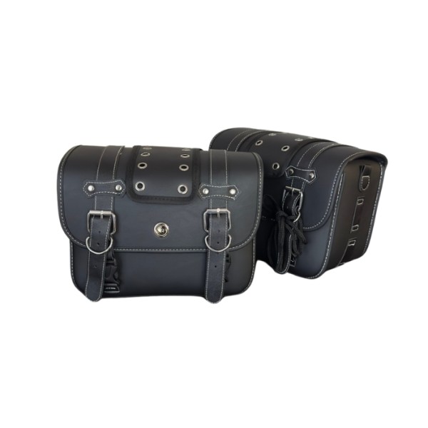 Genti laterale JAWA PERAK  moto choper, set 2 bucăți, piele ecologică, 30x23x13 cm