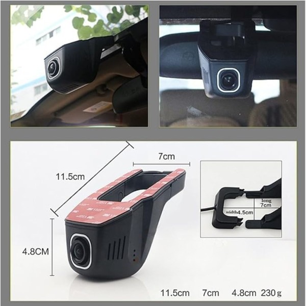 Camera Auto DVR AUDI A2 2000-2005 cu montaj la oglinda retrovizoare  WiFi Full HD 1080P, Supraveghere Parcare 24H, Novatek 96672, G-Sensor