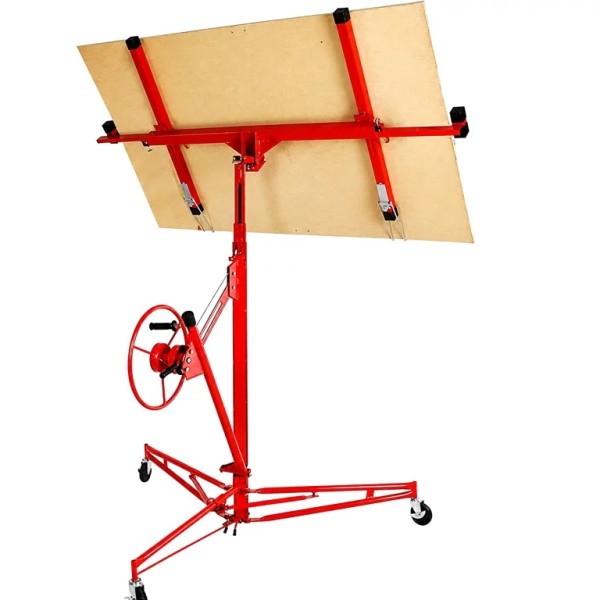 Elevator Rigips  dispozibil ridicat Placi Gips-Carton și OSB, Suport Ridicare Plăci Rigips, Înălțime 3,35 m, Capacitate 68 kg, Pliabil, cu 3 Roți