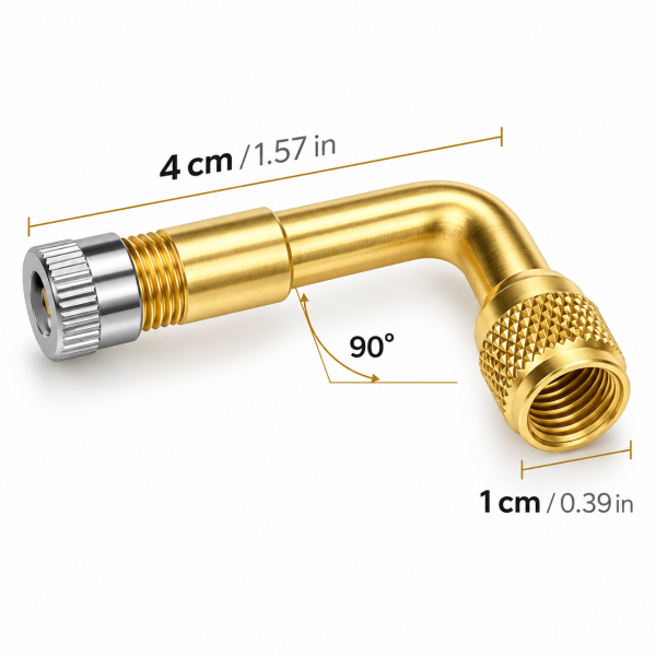Set 100 prelungitoare valve auto 90° grade din alama – adaptoare pentru umflarea anvelopelor