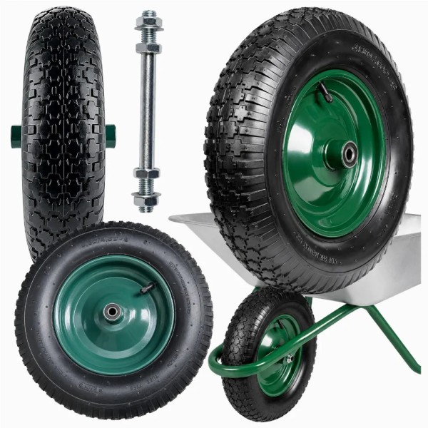 Roata completa  roaba 4.80/4.00-8, cu camera, ax și rulmenți, janta metalica, capacitate 195 kg