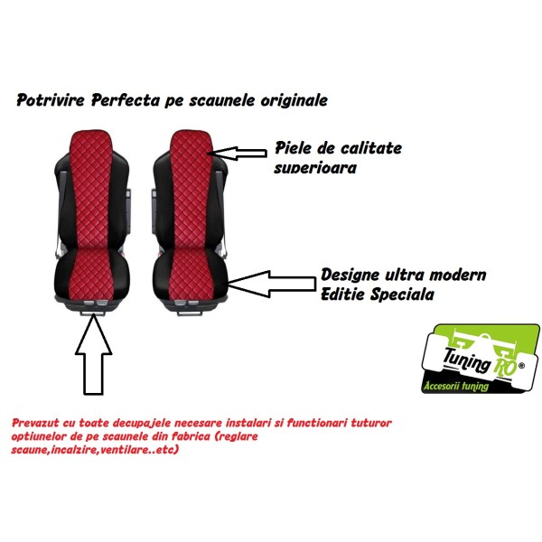 Huse Scaune piele MAN L2000 piele romb culoare Rosu, Editie Speciala