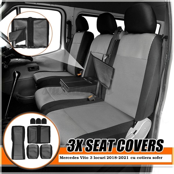 Huse Scaune 3 locuri Mercedes Vito 2018-2021 cu masuta si cotiera sofer