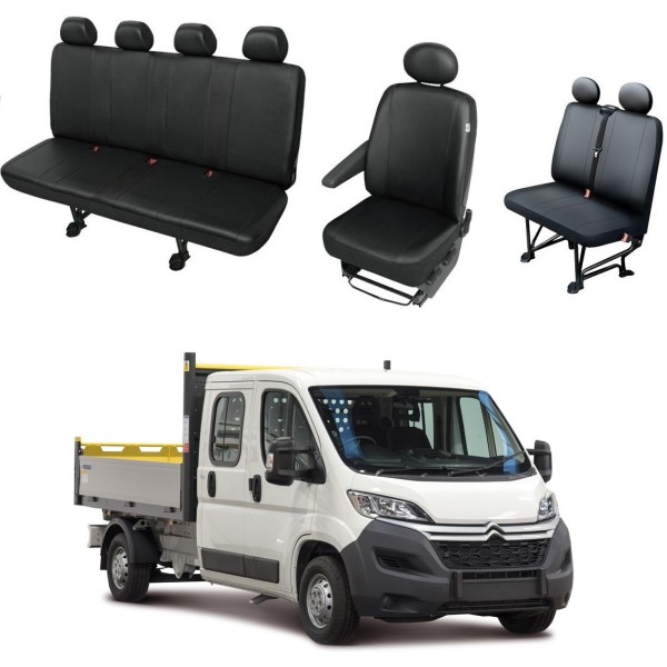 Huse Scaune Dedicate Citroen Jumper 2007-2019 Cabina Dubla 7 Locuri ,Doka din Piele