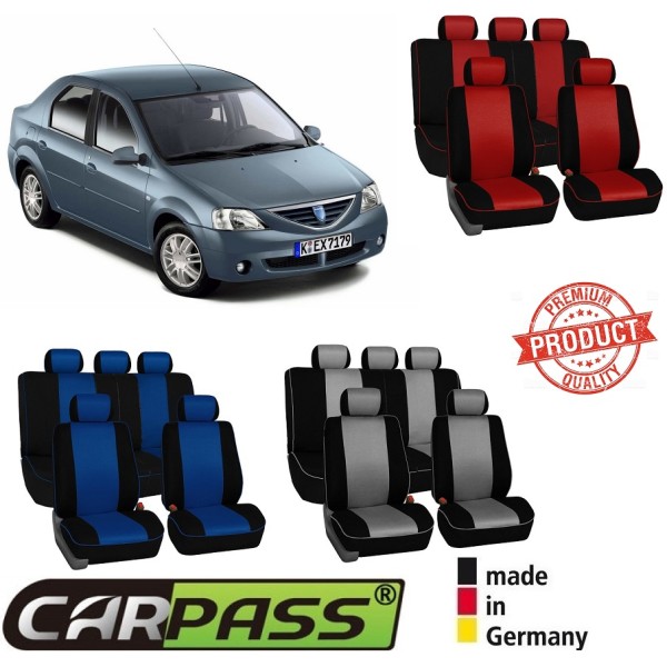 Huse Scaune Dedicate Dacia Logan 2010 Premium (Rosu/Albastru/Gri)