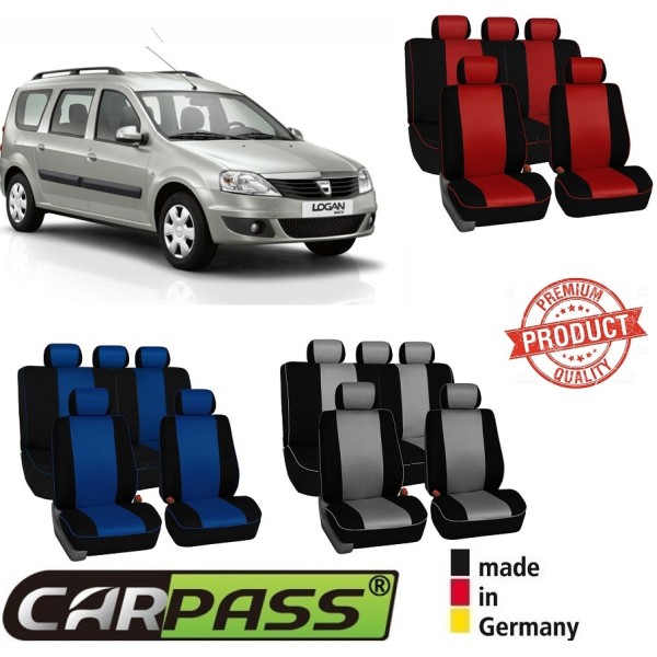 Huse Scaune Dedicate Dacia Logan Break Mcv 2005-2011 Premium (Rosu/Albastru/Gri)