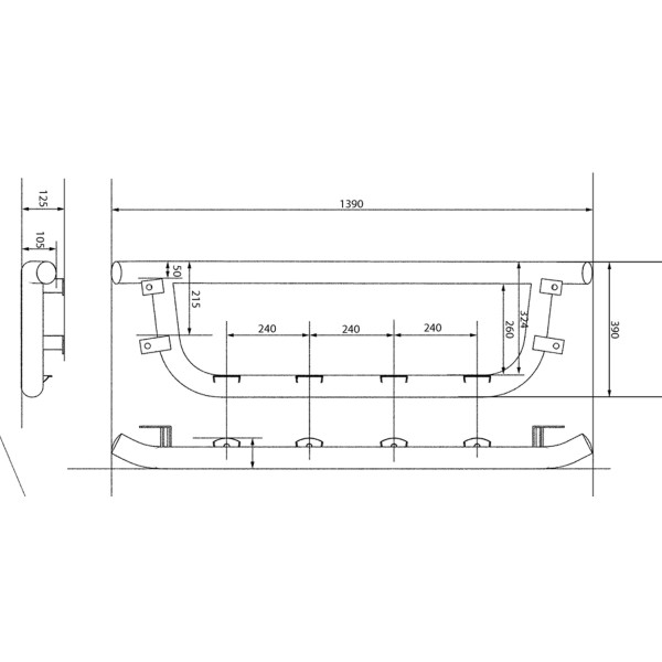 Bullbar/Bara Proiectoare Inox Grila Partea Inferioara Volvo FH/FM 2000-2013