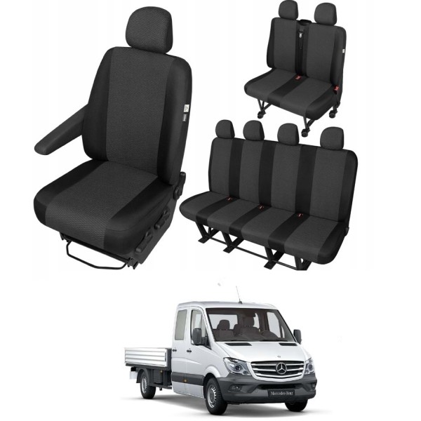 Huse Scaune Mercedes Sprinter 7 locuri cabina dubla doka 2013-2017, dedicate din bumbac premium