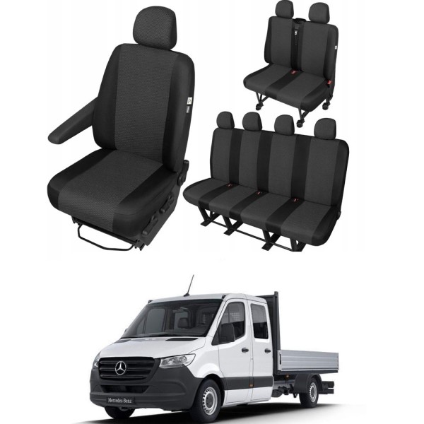 Huse Scaune Mercedes Sprinter 7 locuri cabina dubla doka 2017-2020, dedicate din bumbac premium