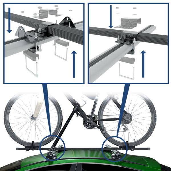 Suporti Bicicleta pentru 3 biciclete montate pe bare portbagaj auto din otel sau aluminiu