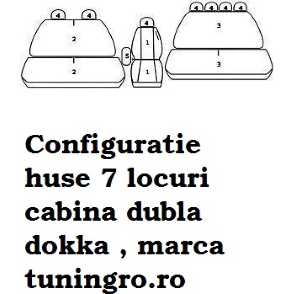 Huse Scaune Peugeot Boxer 7 locuri cabina dubla dokka 2005-2022 din bumbac gros