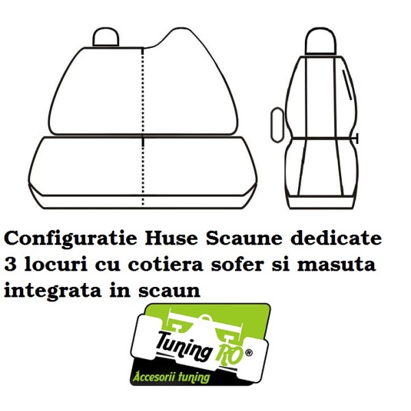 Huse Scaune 3 locuri Renault Master 2010-2018 cu cotiera si scaun pasager integrat