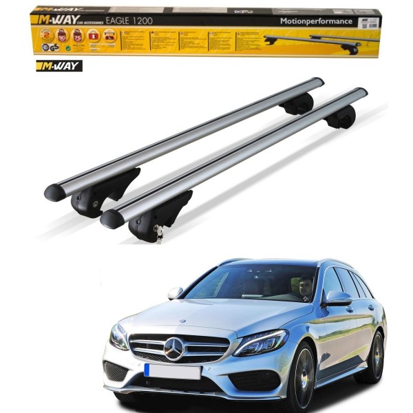Bare portbagaj dedicate Mercedes C-Class Break 2015-2018 din aluminiu cu sistem antifurt si cheie