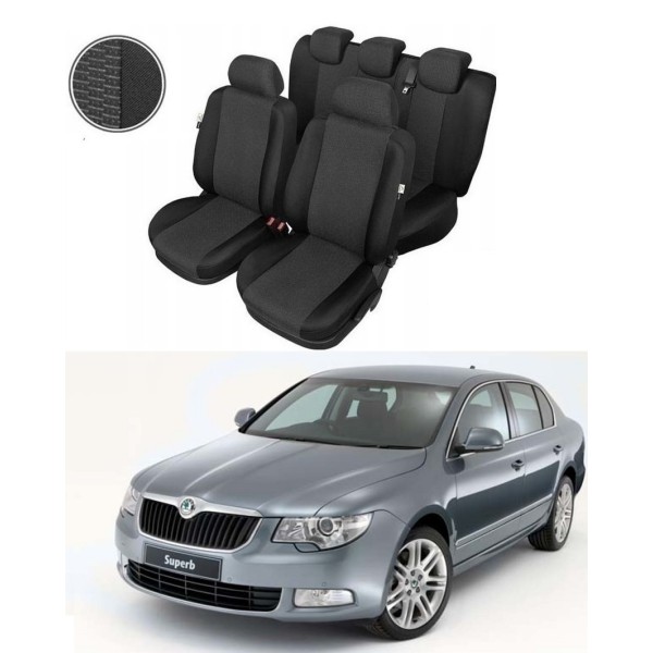 Huse Scaune Dedicate Skoda Superb 2008-2014 Premium Bancheta Fractionata