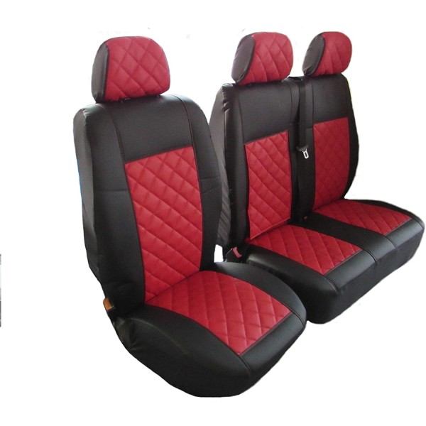 Huse Scaune Iveco Daily 2013 din piele romb cu masuta si cotiera sofer culoare Rosie Editie Speciala